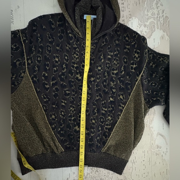 Blumarine Cashmere & Wool Full Zip Hooded Cardigan Textured Leopard Print M - Picture 7 of 14